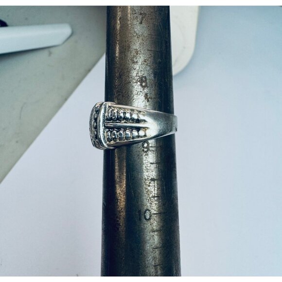 Estate Sterling Silver 925 Wide Band Ring, Bold Textured Design, Size 8.5, 4.7g - Picture 7 of 11